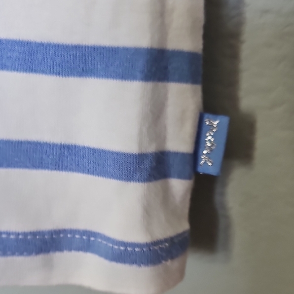 Pumpkin Patch Girly Fun Striped Blue and White Kids Embellished Shirt Size 11 - Picture 4 of 8